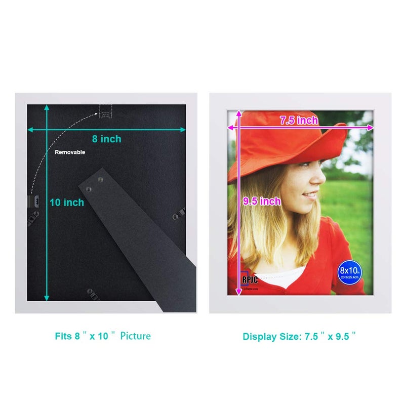 RPJC 8x10 inch Picture Frames Made of Solid Wood High Definition Glass for Table Top Display and Wall Mounting Photo Frame White - Image 4
